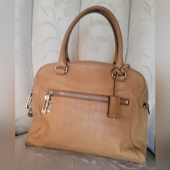 Michael Kors Key Lock Camel Leather Satchel - Picture 9 of 10